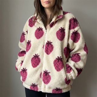 Kabát anyag TEDDY JACQUARD Strawberries