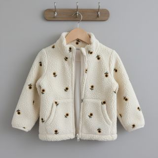 Kabát anyag TEDDY JACQUARD EMBROIDERY Sunflower