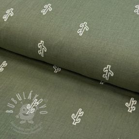 Dupla géz/muszlin EMBROIDERY Cactus green