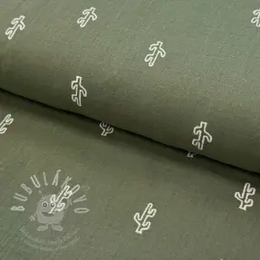 Dupla géz/muszlin EMBROIDERY Cactus green