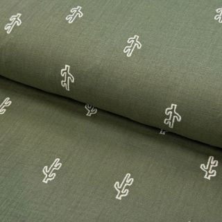Dupla géz/muszlin EMBROIDERY Cactus green