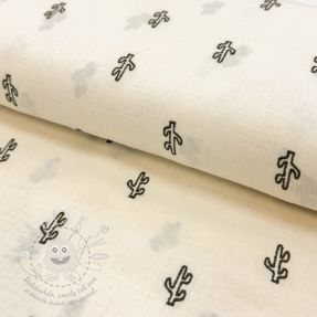Dupla géz/muszlin EMBROIDERY Cactus natural