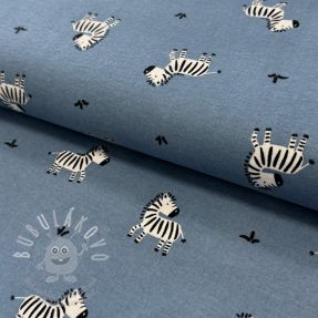 Pamutvászon FLANNEL Zebras blue