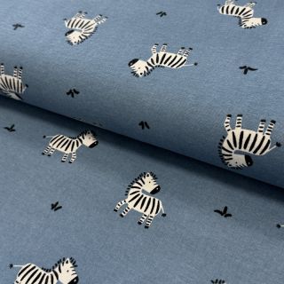 Pamutvászon FLANNEL Zebras blue