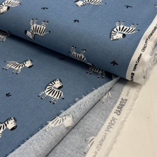 Pamutvászon FLANNEL Zebras blue