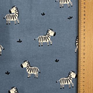 Pamutvászon FLANNEL Zebras blue