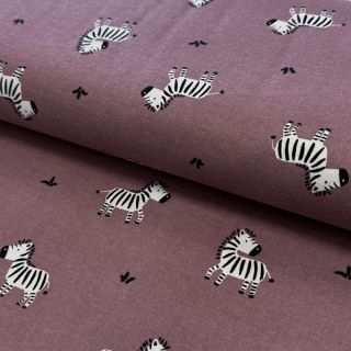 Pamutvászon FLANNEL Zebras mauve