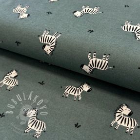 Pamutvászon FLANNEL Zebras green