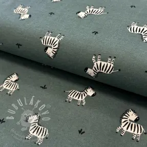 Pamutvászon FLANNEL Zebras green