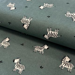 Pamutvászon FLANNEL Zebras green