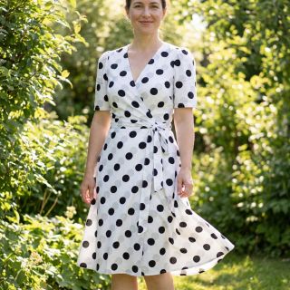 Viszkóz RADIANCE Polka BIG dot white