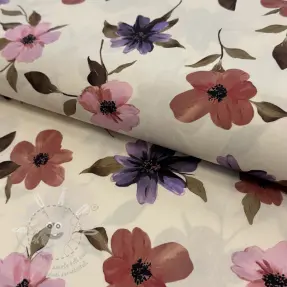 Pamutvászon VISCOSE Flowers offwhite digital print