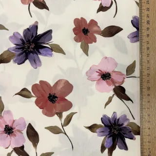Pamutvászon VISCOSE Flowers offwhite digital print