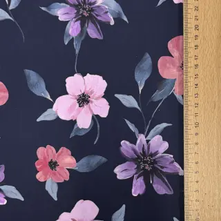 Pamutvászon VISCOSE Flowers navy digital print