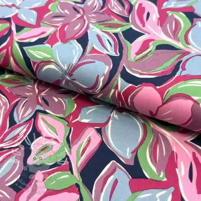 Pamutvászon VISCOSE Flowers green