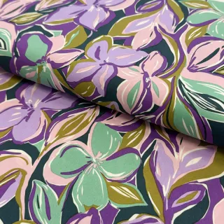 Pamutvászon VISCOSE Flowers cobalt