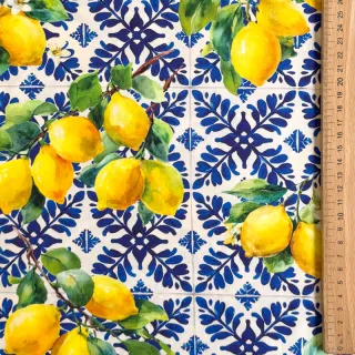 Pamutvászon VISCOSE Lemons digital print