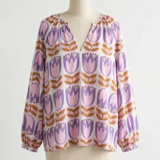 Viszkóz ECOVERO Flowers Celia white