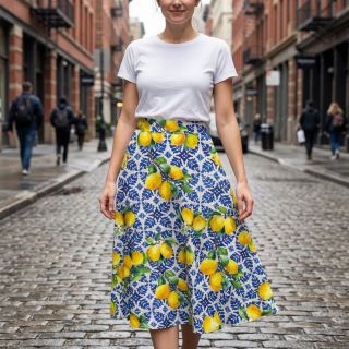 Pamutvászon VISCOSE Lemons digital print