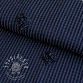 Viszkóz YARN DYED Stripes and flowers navy