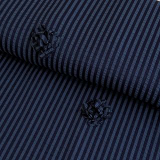 Viszkóz YARN DYED Stripes and flowers navy