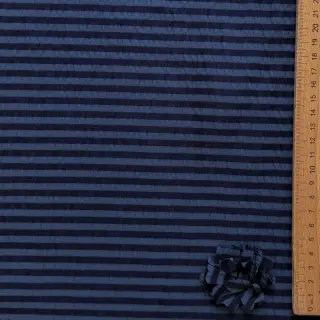 Viszkóz YARN DYED Stripes and flowers navy