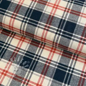 Pamutvászon YARN DYED BRUSHED Check Mia navy