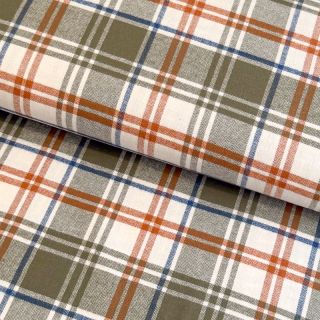 Pamutvászon YARN DYED BRUSHED Check Mia olive