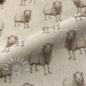 Dekorációs anyag Linenlook Pen Drawing Sheep digital print