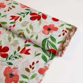 Viszkóz RADIANCE Flowers Conie red digital print