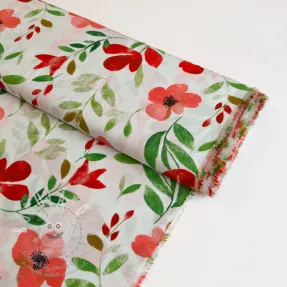 Viszkóz RADIANCE Flowers Conie red digital print