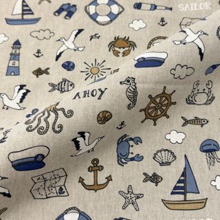 Dekorációs anyag Linenlook premium Nautical Doodle