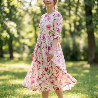 Viszkóz RADIANCE Flowers Conie pink digital print