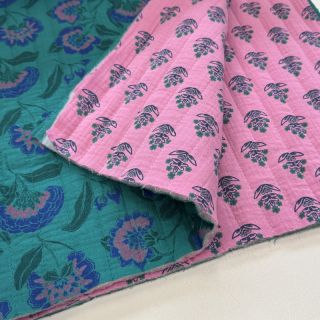 Dupla géz/muszlin STEPPED Flowers petrol