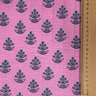 Dupla géz/muszlin STEPPED Flowers petrol