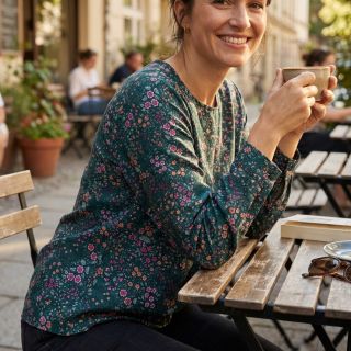 Viszkóz ECOVERO Flowers Galia green