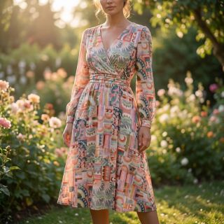 Viszkóz ECOVERO Abstract multi digital print