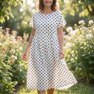 Viszkóz RADIANCE Polka dot white