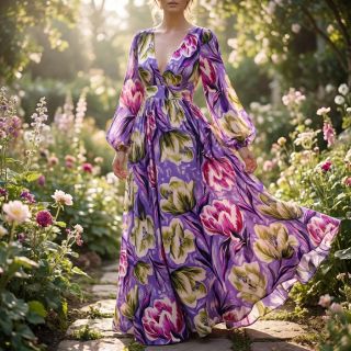 Viszkóz ECOVERO Flowers design A digital print