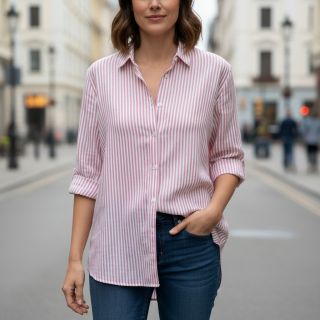 Dupla géz/muszlin YARN DYED Summer stripe rose