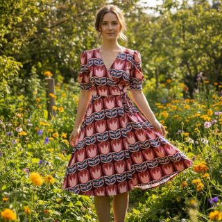 Viszkóz ECOVERO Flowers Celia burgundy