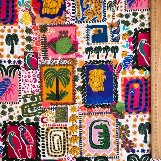 Pamutvászon SATIN Summer patchwork digital print