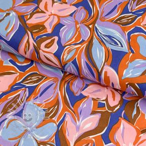 Pamutvászon VISCOSE Flowers dark petrol