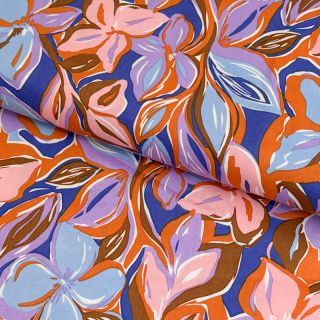 Pamutvászon VISCOSE Flowers dark petrol