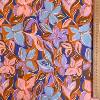 Pamutvászon VISCOSE Flowers dark petrol