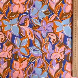 Pamutvászon VISCOSE Flowers dark petrol