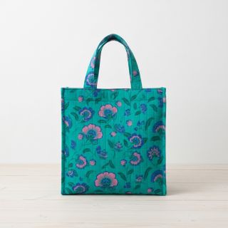 Dupla géz/muszlin STEPPED Flowers petrol