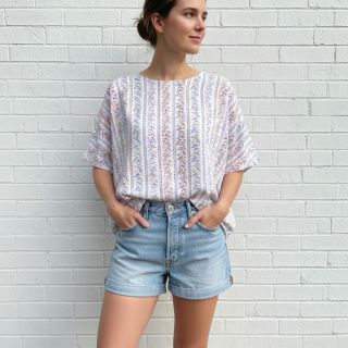 Dupla géz/muszlin Leaves in stripes digital print ORGANIC