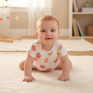 Dupla géz/muszlin Strawberries digital print