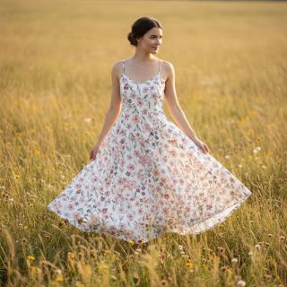 Dupla géz/muszlin Flowers Jana digital print